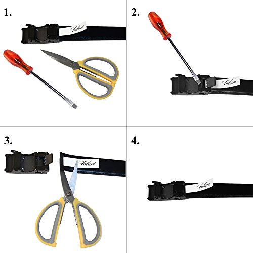 Falari Leather Dress Belt Ratchet Belt Holeless Automatic Buckle Adjustable Size (Fit up to 42", Black, 8001-XL)