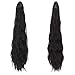 Synthetic Wavy Curly Drawstring Ponytail Extension Clip in Claw Ponytails Long Curly Ponytail Extension Wavy Synthetic Ponytail Hairpieces for Women Black Color(2#)