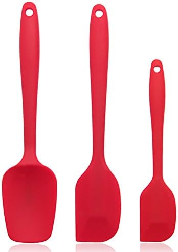Sunkuka Silicone Spatula Utensil 3 Pieces Set-Nonstick Heat Resistant and Solid (Cherry Red)
