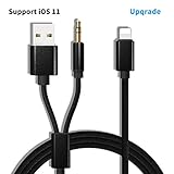 Aux Cord for iphone X/iPhone 8/8 Plus, iPhone 7/7 Plus Aux Adapter, USB charging plug/3.5mm Audio Cable Lightning Car Aux Charger Adapter for iPhone, Perfect for Car/Home Stereos(2018 Upgrade)