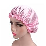 SUJING Soft Satin Sleeping Cap Salon Bonnet Hair Headwear Sleep Bonnet Hair Styling Hat Night Cap (Pink)