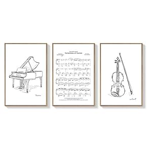 Framed for Living Room Bedroom Instrument for x3 Panels