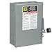 Square D - D221NCP General Duty Safety Switch, Fusible, 30-Amp, 240V, 2-Pole, 7.5 HP, Indoor, W/Neutral, Grey