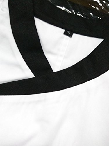 S.S Summer Men's Black Short Sleeve Chef Coat,Chef Jacket Food Service Uniforms (M, White) - Thumbnail 3