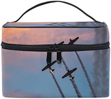 MaMacool Aircraft In The Exercise Cosmetic Bags for women Travel Makeup Toiletry Organizer Case