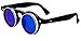 Round Flip up 42mm Django Levante Gafas De Sol Sunglasses (Black/Blue Lens)