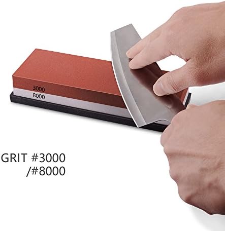Knife Sharpening Stone for Knives 2 Sided 3000/8000 Grit Whetstone with Rubber Non-slip Base