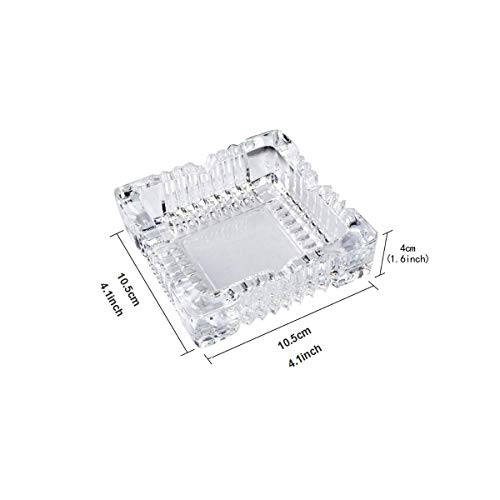 ZLY 2PCS 5 inch Ashtray,Square Tabletop Glass Ashtray Smoke Collectible Tribal Decoration