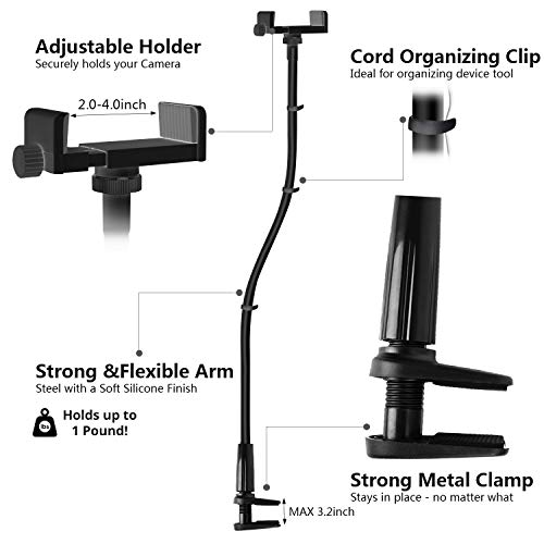 Baby Monitor Mount Camera Shelf - Flexible Video Stand for Nursery - Universal Holder Compatible with Infant Optics DXR 8 and Most Baby Monitors - Attaches to Crib Cot Shelves or Furniture