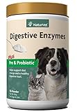 NaturVet - Digestive Enzymes - Plus Probiotics & Prebiotics - Helps Support Diet Change & A Healthy Digestive Tract - for Dogs & Cats - 1 lb Powder