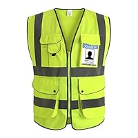 XIAKE Class 2 Reflective Safety Vest with 9 Pockets and Front Zipper High Visibility Safety Vests,ANSI/ISEA Standards(Small,Yellow)