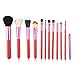 12pcs Professional Makeup Brushes Make Up Brush Set & Leather Brush Holder Pot（Red rose）