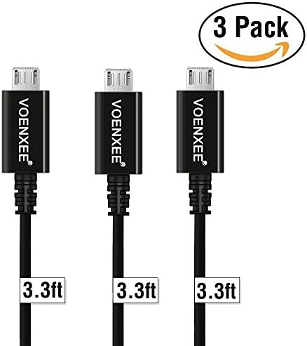 VOENXEE Micro USB Cable, [3Pack 3.3FT] Android Charging Cord Data Sync Charger Cables for Windows,PS4,Xbox One Controller,Camera,MP3,Samsung,Nokia,Xiaomi,Oppo,Tablet,Smartphones,More ( Black- 3Pack)