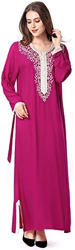 Ourfashion Muslim kaftan dubai long sleeve dress with embroidery for women Islamic clothing rayon gown jalabiyas