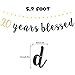 LINGTEER 20 Years Blessed Black and Gold Glitter Bunting Banner 20 Years Old Happy 20th Birthday Anniversary Party Decorations.