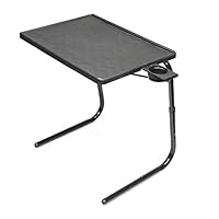 Table Mate II Folding TV Tray Table and Cup Holder with 6 Height and 3 Angle Adjustments the Original TV Tray (Black)