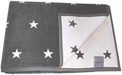 emporium home interiors Ibena Messina Stars Reversible Cream and Grey Jacquard Woven Blanket 150cm x 200cm