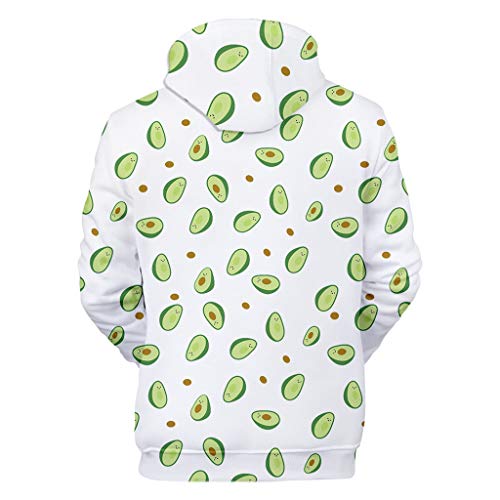 Lovers Womens Mens Avocado Printing Sweatshirt Long Sleeve Hoodie Blouse o-Neck Casual Thick Hooded Tops for Autumn Winter (White, M) - Thumbnail 4