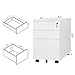 DEVAISE 3 Drawer Locking File Cabinet, Under Desk Metal Filing Cabinet for Legal/Letter/A4 File, Fully Assembled Except Wheels, White