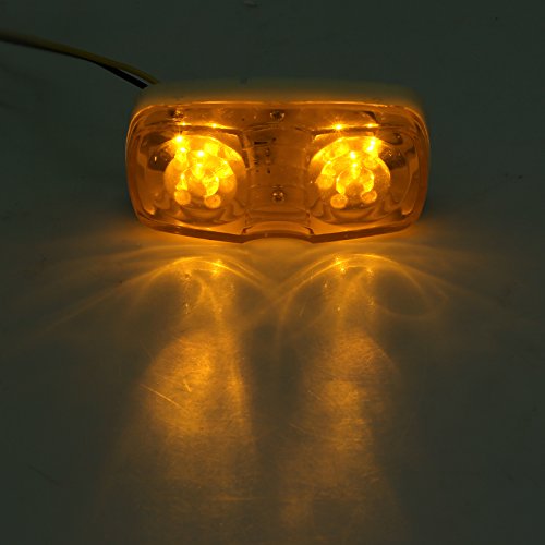 Justech 14pcs Amber/Red LED Trailer Truck Side Marker Light Clearance Indicator Tiger Eye Lamp - Thumbnail 2