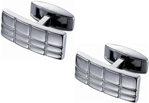 Rectangular Grid Titanium Cufflinks