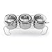 VANRA High Quality 304 Stainless Steel Seasoning Containers Spice Jar Spice Rack Condiment Cruet Bottle Kitchen Supplies Salt Pepper Sugar Storage Organizers with Serving Spoons, Spice Stand, Set of 3