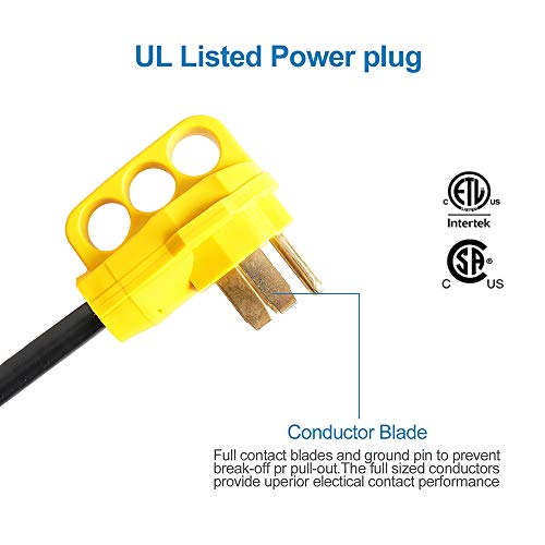 EPICORD RV Extension Cord(50Amp 36Ft power cable) Heavy Duty with Handle for Outdoor use(for Boat to Shore/RV),(3/C 6AWG+1/C 8AWG).SJTW,(14-50P) to (14-50R),(Truck/Trailer/Motorhome/Camper) - Thumbnail 2