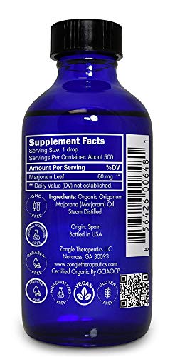 Zongle USDA Certified Organic Marjoram Essential Oil, Safe to Ingest, Origanum Majorana, 1 OZ