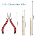 Borogo Hair Extension Kit Pliers Pulling Hook Bead Device Tool Kits and 1500 Pieces Silicone Lined Micro Rings