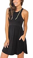 Unbranded Women's Sleeveless Loose Plain Dresses Casual Short Dress with Pockets