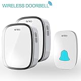 Wireless Doorbell, Anko Reaches 1000 Feet Distance Portable Operating Radio Range with 36 Chime Kit (1 Push Remote Button Transmitter+2 Receiver ,No Batteries Required for Receiver ,White)