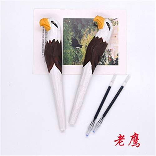 2pcs/set Wood Carving Animal Eagle Shape Writing Pens Gel Ink Rollerball Pens For School Office Products