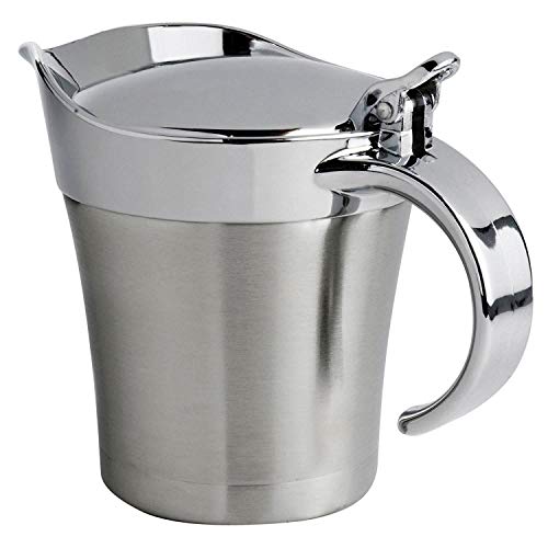 Stainless Steel Double Insulated Gravy Boat/Sauce Jug - with Hinged Lid,16Oz