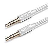 Cone 6.6 Ft Nylon Audio Cable ,3.5mm Aux Cord , Auxiliary / Aux Cable for Car / home Stereo ,Beats Headphone,iphone,Computer,Speaker,MP3 Players ( Silver )