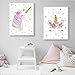NADARDA Canvas Unicorn Wall Posters, Rainbow Unicorn Wall Art Prints Painting Decoration Pictures Set of 3 Girls Kids Bedroom Nursery Wall Decor, (UNFRAMED)