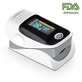 Pulse Oximeter - FDA Approved Premium Blood Oxygen Fingertip Instant Read Digital Sensor Monitor Color OLED Display with batteries and lanyard
