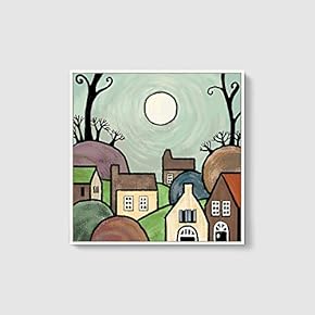 Framed Canvas Home Artwork Decoration Night Canvas Wall Art for Living Room, Bedroom - 16x16 inches