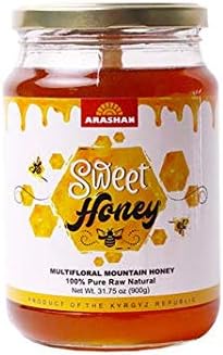 Arashan White Honey – Raw Unfiltered Honey, Organic | Wildflower/Clover Honey From The “Mountains Of Heaven” (Tien Shan, KGZ) | Natural (Multi floral honey, 2lb)