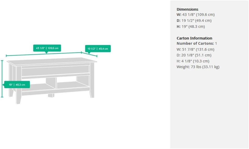 Sauder Dakota Pass Lift-Top Coffee Table | Craftsman Oak Finish | model: Furniture & Decor
