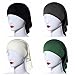 Ksweet 4pcs Stretch Elastic Hijab Cap for Women Summer Underscarf Tube Cap Head Cover Scarf (Black+Beige+Grey+Green)
