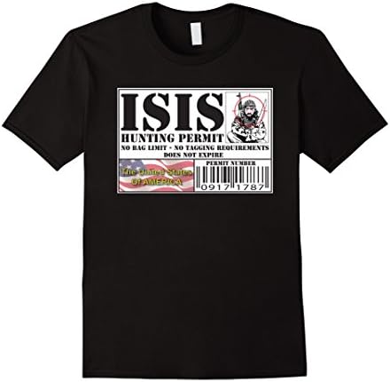 Men's ISIS Hunting Permit Anti Terrorist Patriotic T Shirt 2XL Black