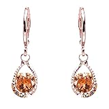 Julycoffee 18k Gold Plated Champagne Crystal Dangle Earrings Jewelry Bb1966