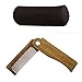 Onedor Handmade 100% Natural Green Sandalwood Fine Tooth Wooden Comb for Men Hair, Beard, and Mustache Styling Pocket Comb With Leather Case (Folding)