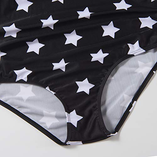 Maternity Bikinis Tankini Halter Swimsuit One Piece Pregnant Beachwear Black with White Stars L - Thumbnail 5