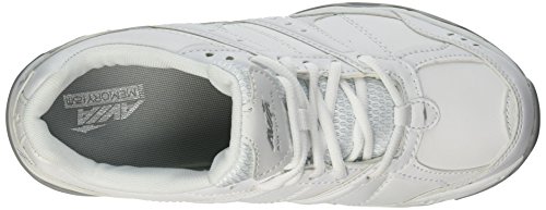 Avia Avi-Union II Non Slip Shoes for Women - Lace Up Comfort Women's Work or Walking Sneakers - White/Chrome Silver, 8.5 Wide