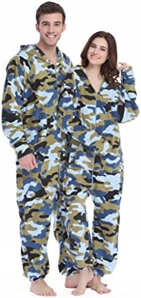 XMASCOMING Women's & Men's Hooded Fleece Onesies One-Piece Pajamas
