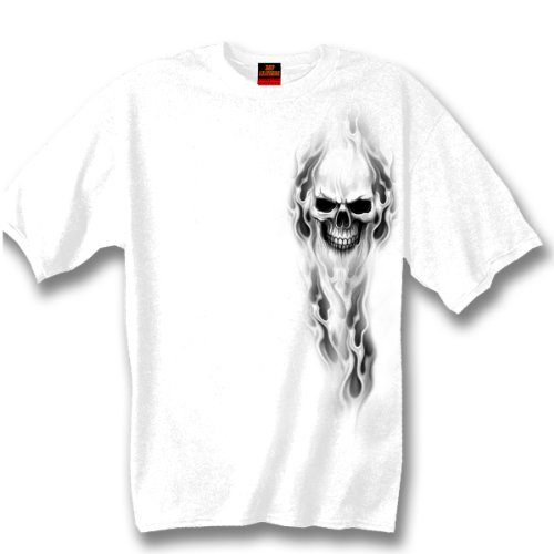 Hot leathers ghost skull 100% cotton double sided printed biker t…