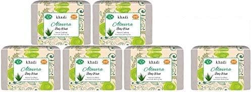 Meghdoot Aloe Vera Bath Soap, Herbal Khadi Bath Soap 125g (5 pieces + 1 piece FREE)