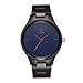 IWOODEN Ebony Wood Watch Analog Quartz Wrist Watch For Men Vintage Handmade Watch with Watch Box Gifts for Men (blue)
