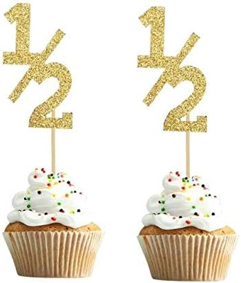 Amazon カップケーキケース10ピース半歳ハッピーバースデーケーキトッパーベビーバースデーケーキフラグ用ベビーシャワー紙コップケーキデザート装飾 ゴールド デコレーションツール オンライン通販